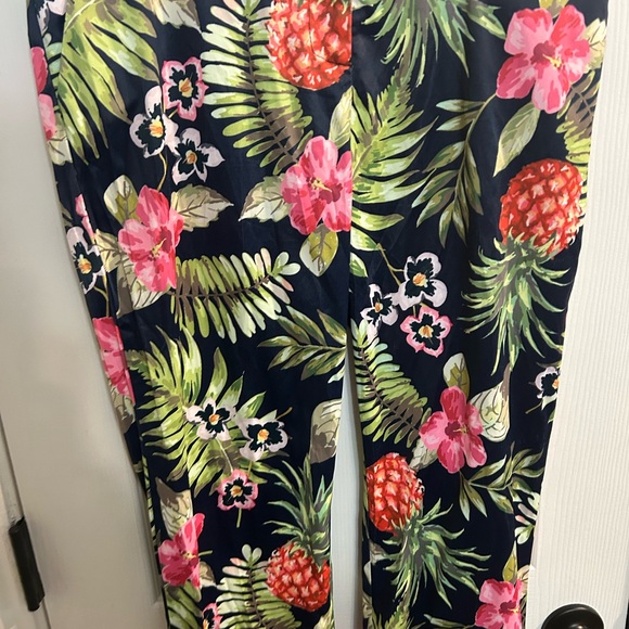 OVI size large tropical pull on dress pants women palm trees floral Hawaiian - Picture 4 of 6